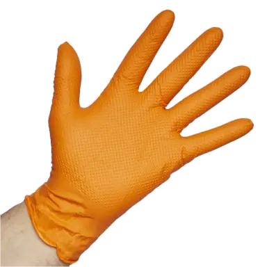 GUANTES NITRILO DIAMANTADO NARANJA