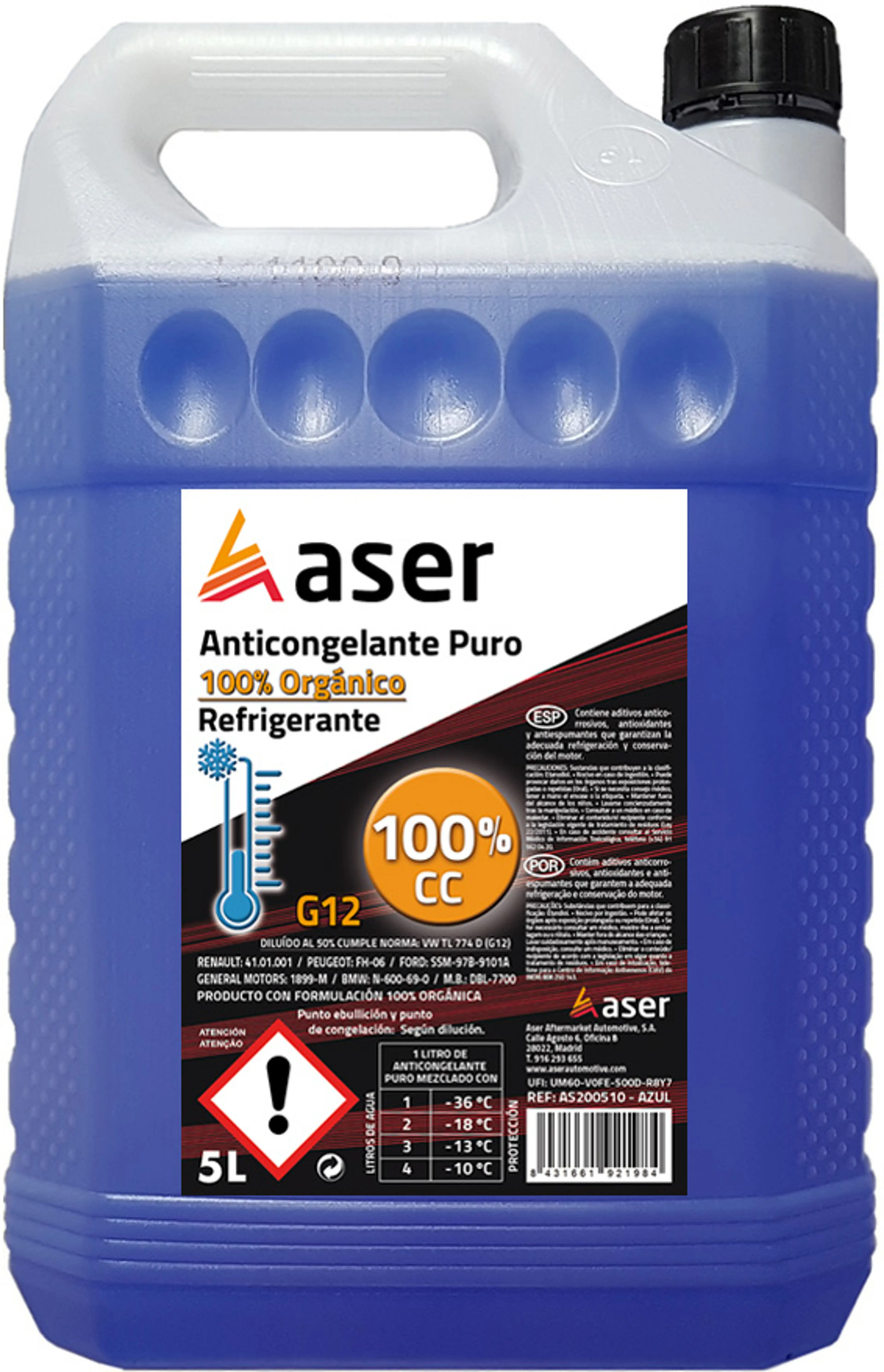 ASER ANTIC. 100% PURO AZUL ORG. 5L