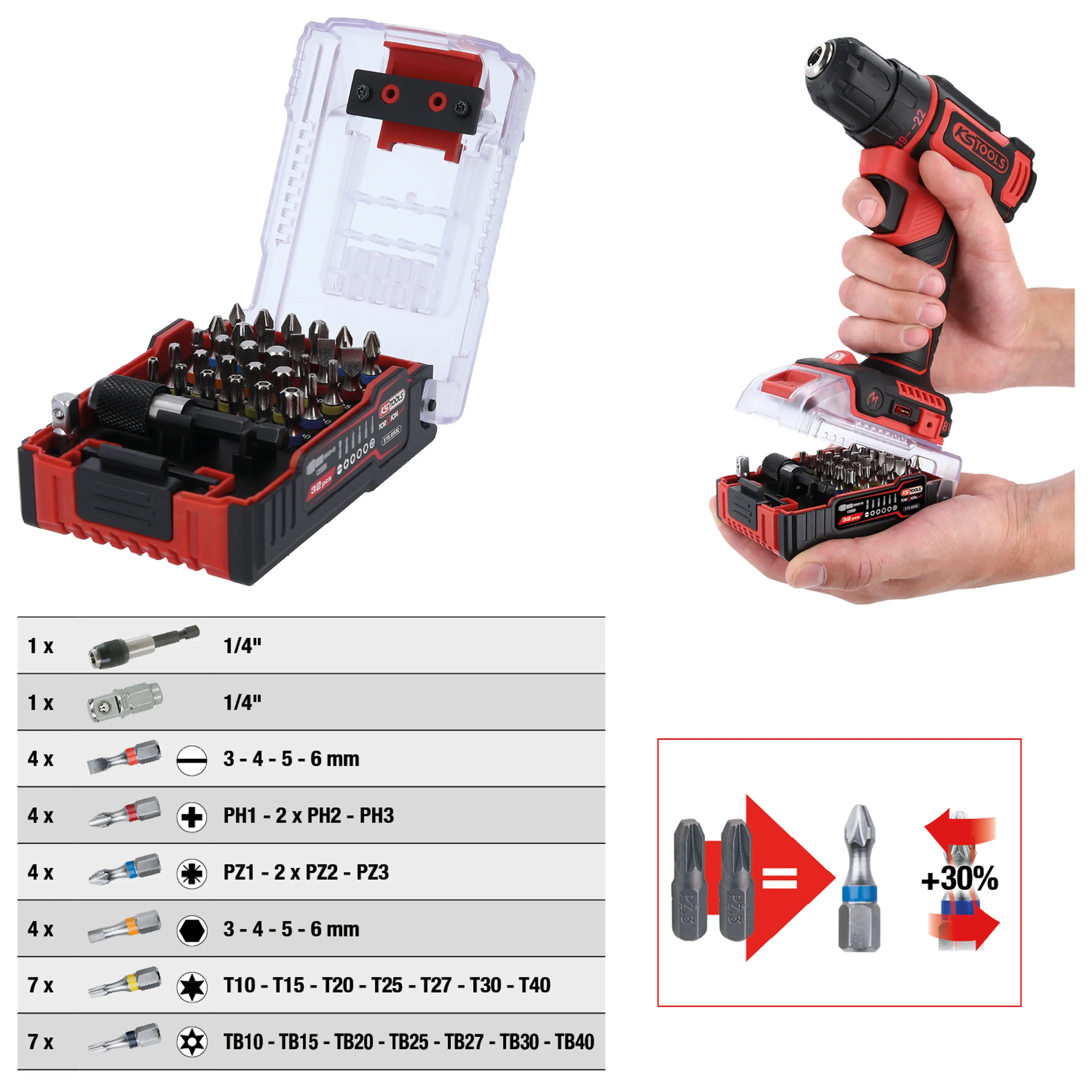 JUEGO PUNTAS DE 1/4" TORSIONPOWER