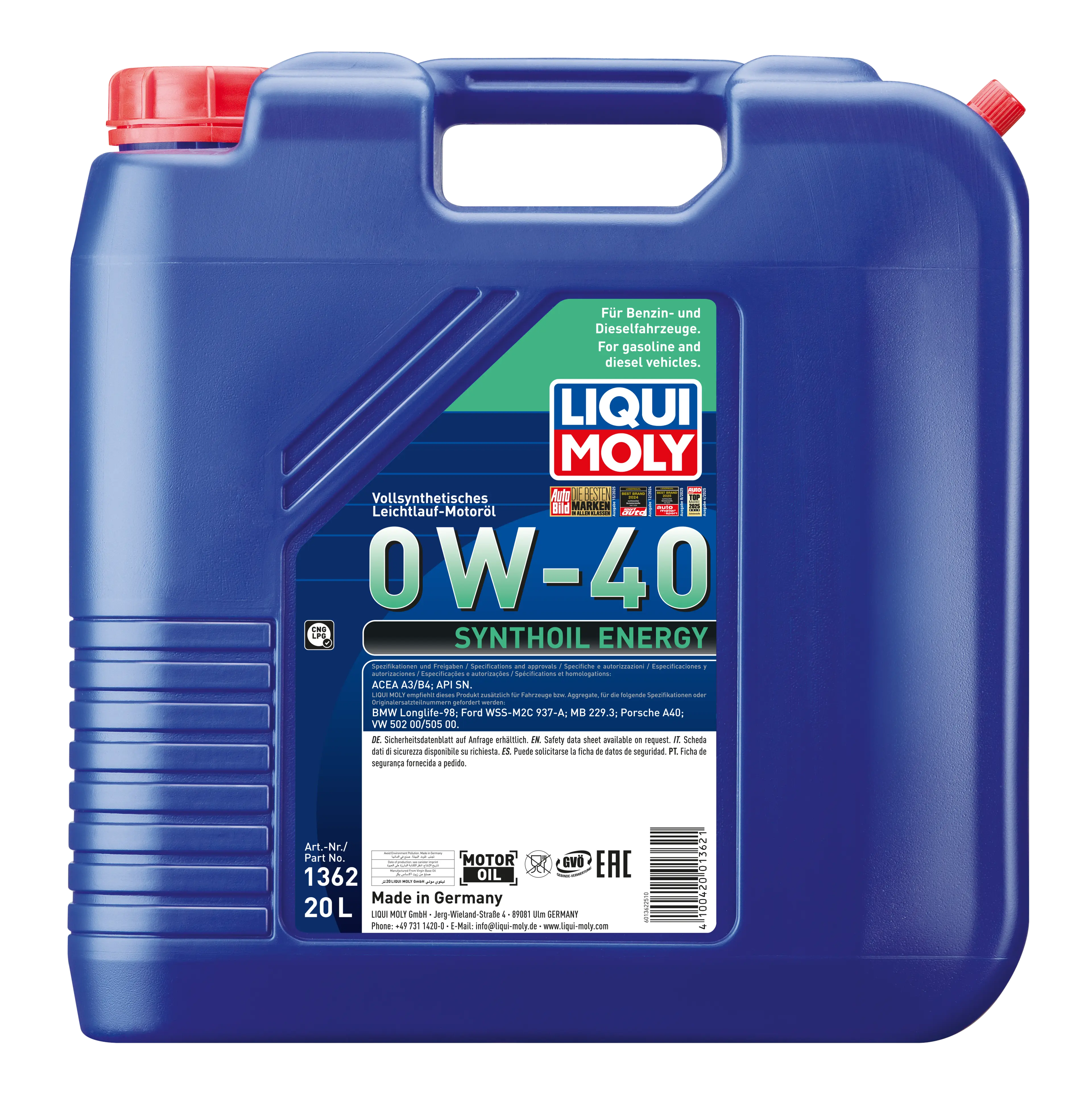 SYNTHOIL ENERGY 0W40 20L