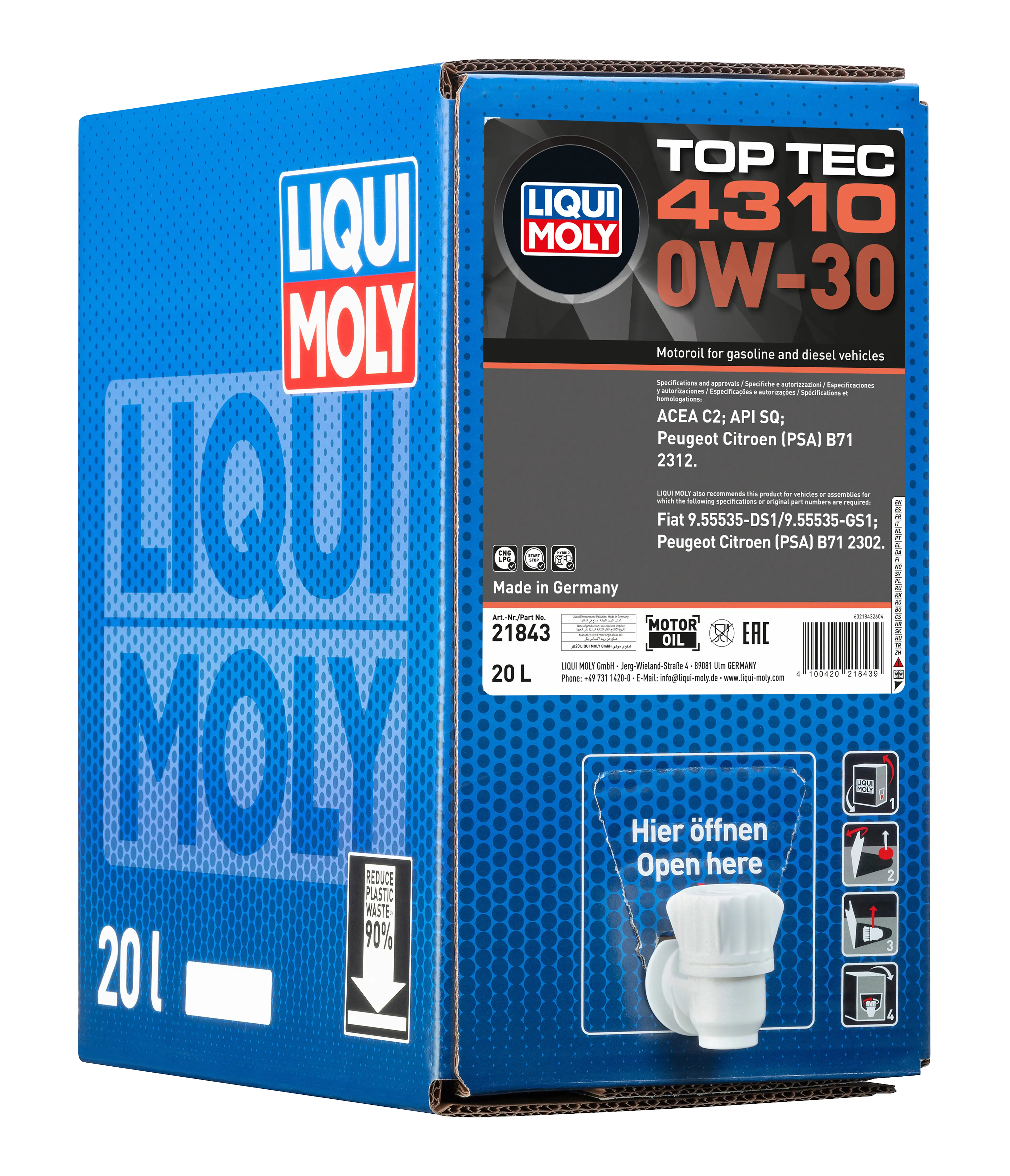 TOP TEC 4310 0W-30 20L - BAG IN BOX